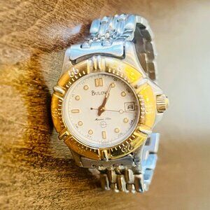 Vintage Bulova Marine Star Two-Tone Women's watch.  Needs Battery!